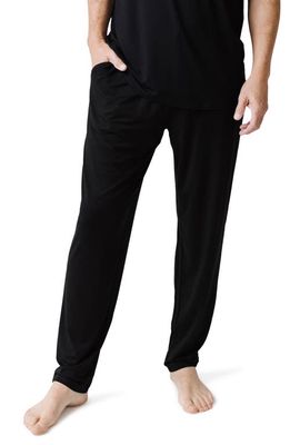 Cozy Earth Tie Waist Stretch Knit Pajama Pants in Black
