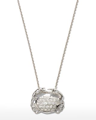 Crab Tiny Treasures Necklace in White Gold