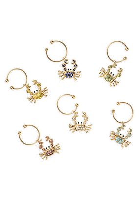 Crab Wine Glass Charms, Set of 6