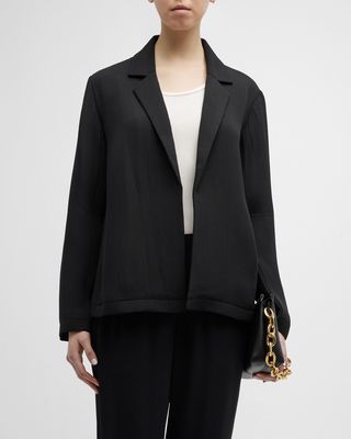 Crackled Open-Front Jacquard-Woven Blazer