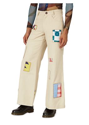 Crafted Through Community Quilted Patch Flared Pants