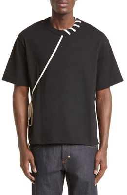 Craig Green Laced Whipstitch Cotton T-Shirt in Black
