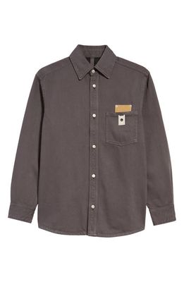 Craig Green Men's Fluffy Hole Stretch Denim Button-Up Shirt in Charcoal Grey