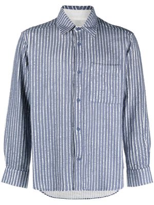 Craig Green ripped striped cotton shirt - Blue