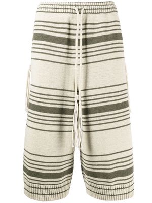 Craig Green striped ribbed-knit shorts - Neutrals