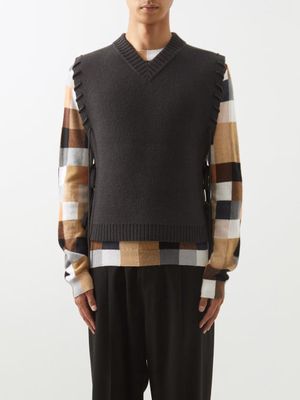 Craig Green - V-neck Laced-sleeve Wool Vest - Mens - Black