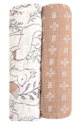 CRANE BABY 2-Pack Assorted Swaddle Blankets in Beige