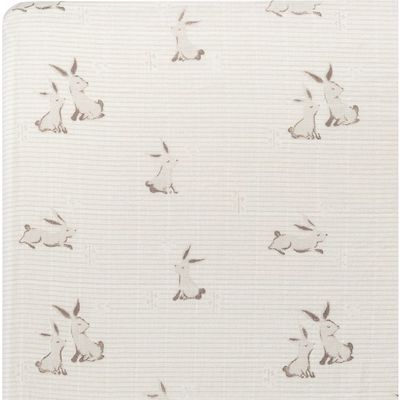 CRANE BABY Avery Print Organic Cotton Muslin Fitted Crib Sheet in Bunny 