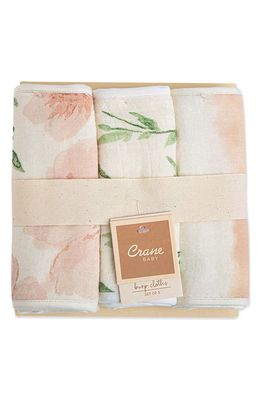 CRANE BABY Caspian 3-Pack Assorted Burp Cloth Set in Pink/White