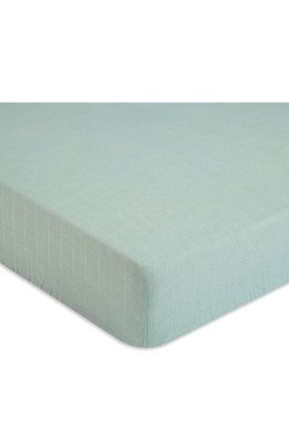 CRANE BABY Cotton Muslin Fitted Crib Sheet in Green 