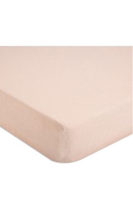 CRANE BABY Cotton Muslin Fitted Crib Sheet in Pink 