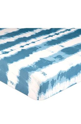 CRANE BABY Cotton Sateen Fitted Crib Sheet in Blue Tie Dye 