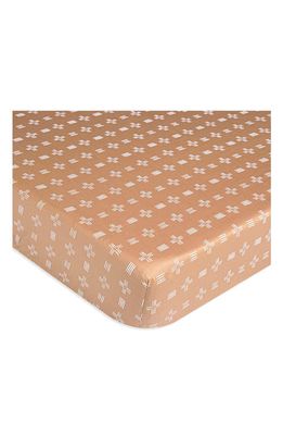 CRANE BABY Cotton Sateen Fitted Crib Sheet in Copper Dash