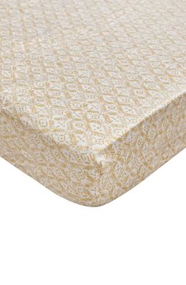 CRANE BABY Cotton Sateen Fitted Crib Sheet in Gold/white 