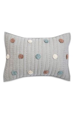 CRANE BABY Ezra Quilted Pompom Accent Pillow in Grey