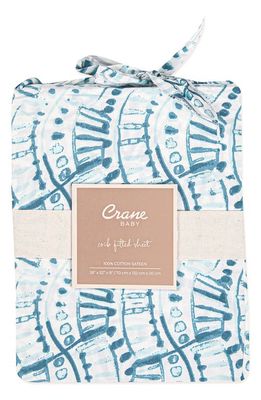 CRANE BABY Fitted Crib Sheet in Blue Print