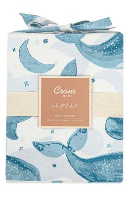 CRANE BABY Fitted Crib Sheet in Blue Whale