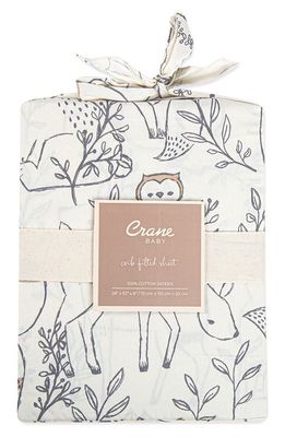 CRANE BABY Fitted Crib Sheet in Grey/White