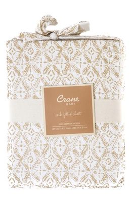 CRANE BABY Fitted Crib Sheet in White