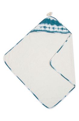 CRANE BABY Hooded Cotton Baby Towel in Blue/White
