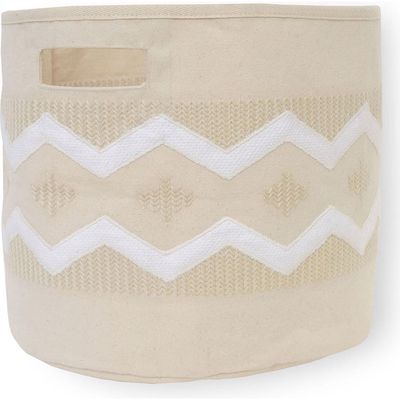 CRANE BABY Kendi Safari Print Round Nursery Storage Bin in Tan 