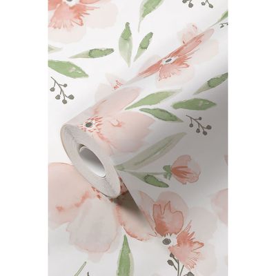 CRANE BABY Parker Pink & Green Floral Nursery Wallpaper in Multi 