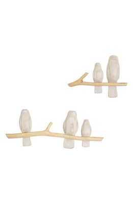 CRANE BABY Perch Set of 2 Wooden Wall Decor in White