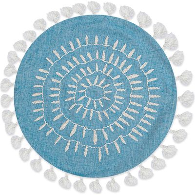 CRANE BABY Round Decor Accent Pillow in Blue 