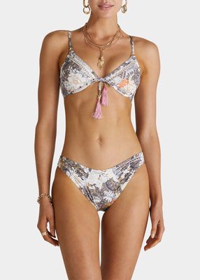 Crawford Floral Tassel-Tie Bikini Top