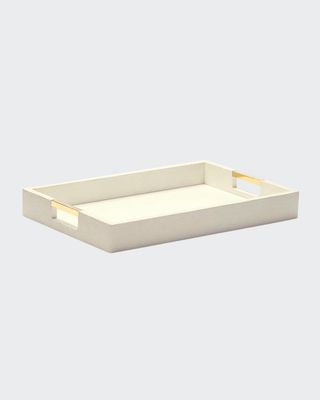 Cream Faux-Shagreen Desk Tray