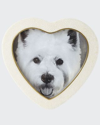 Cream Faux-Shagreen Heart Picture Frame