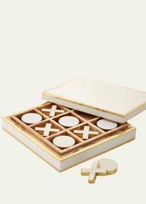 Cream Faux-Shagreen Tic Tac Toe