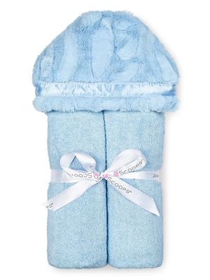 Cream Furry Hooded Baby Towel - Blue - Blue