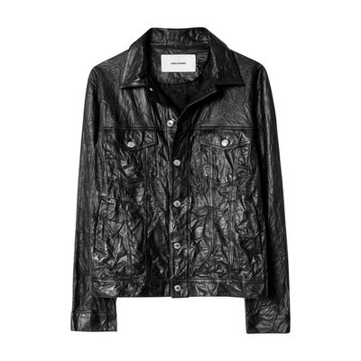 Creased leather base jacket