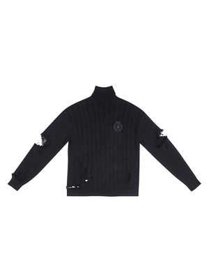 Creased Turtleneck Sweater - Black - Size Medium