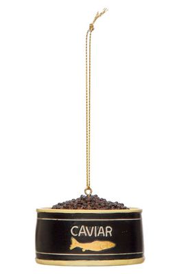 Creative Co-Op Caviar Ornament in Black/Goldtone