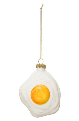 Creative Co-Op Fried Egg Ornament in White