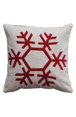 Creative Co-Op Snowflake Accent Pillow in White
