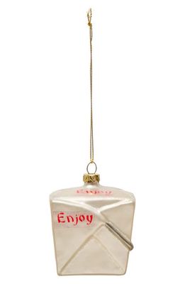 Creative Co-Op Takeout Box Ornament in White