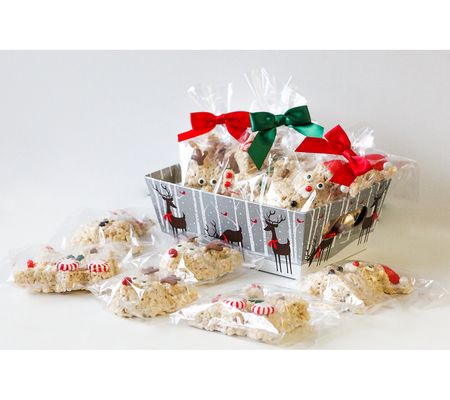 Creative Crispies 12 pc Reindeer, Santa and Tra in Gift Basket