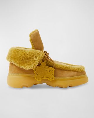 Creeper Suede & Shearling Booties