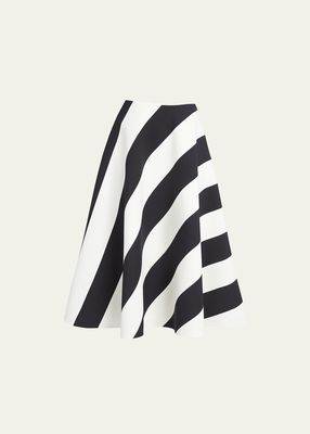 Crepe Couture Striped Midi Skirt