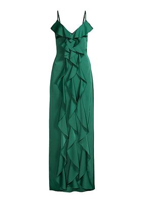 Crepe Ruffled Gown