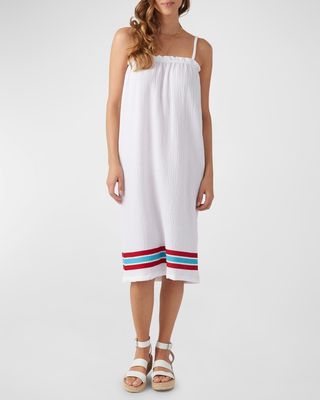 Crepe Stripe Paperbag Midi Dress