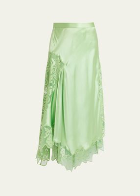 Cressida Sheer Floral Silk Scalloped Midi Skirt