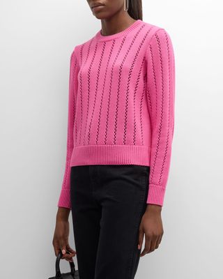 Crewneck Ladder-Stitch Cotton Sweater