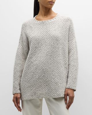 Crewneck Moss Stitch Organic Cotton Sweater
