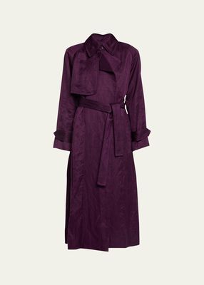 Crinkle Linen Belted Trench Coat