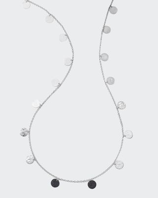 Crinkle Long Paillette Necklace in Sterling Silver