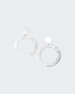 Crinkle Open Circle Snowman Earrings in Sterling Silver